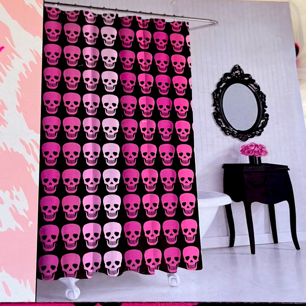 Betsey Johnson Skull Pink shower curtain